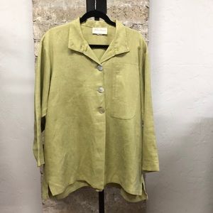 Papaya by Spin Studio Short Linen Button Up Moss Green Jacket Size Large